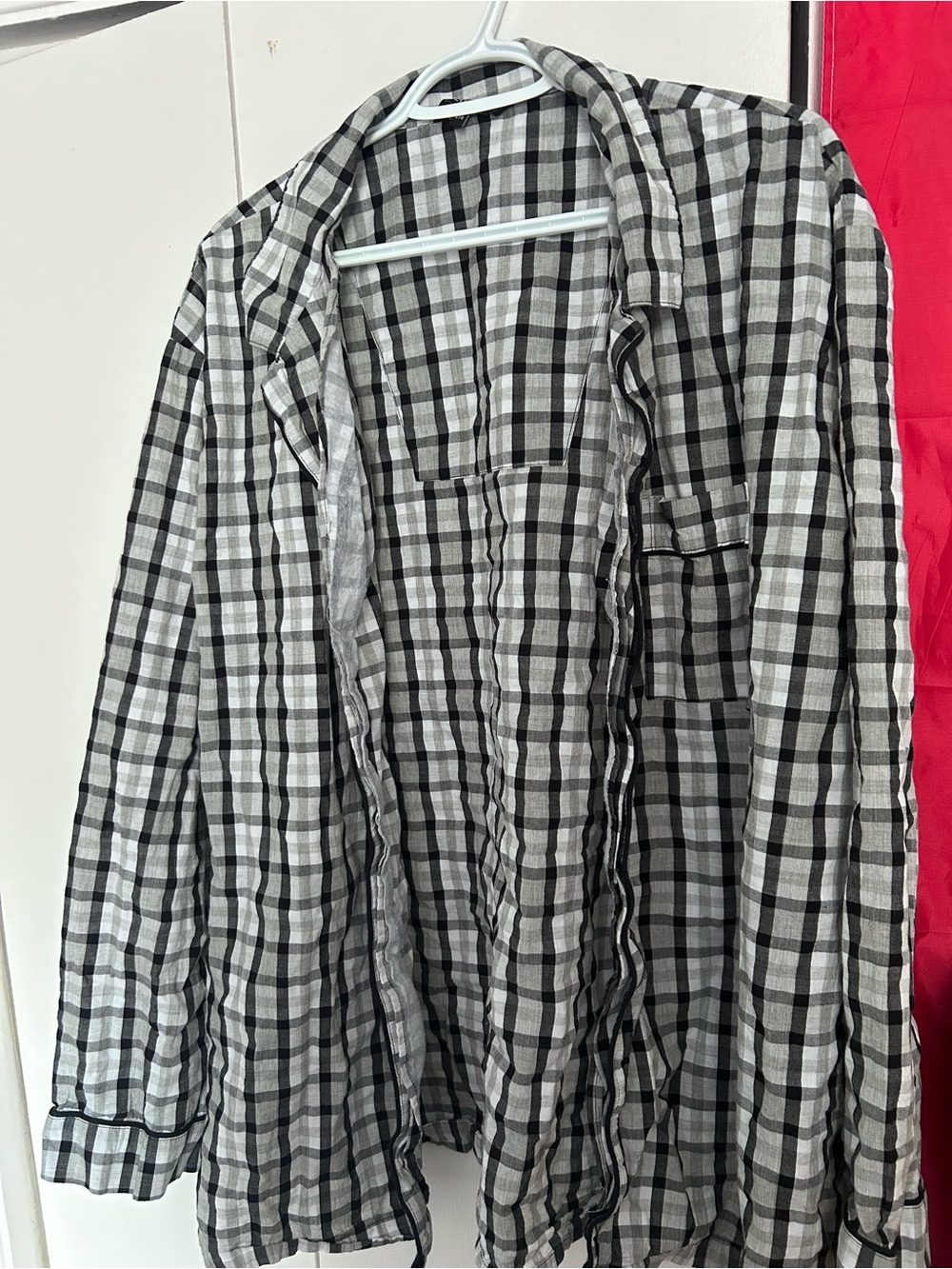 gray plaid button up
